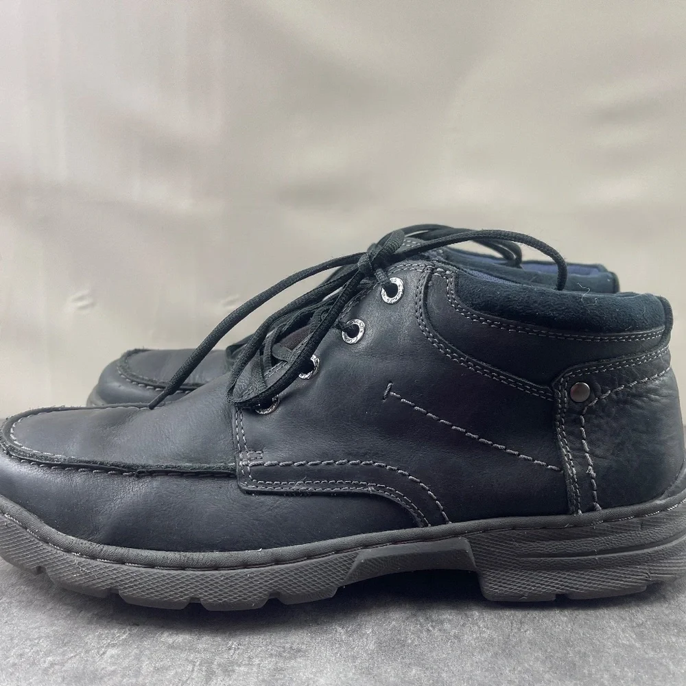 Clarks‎ Men's Shoes Black 9.5 M Leather Lace Up Comfort Ankle Chukka Boots